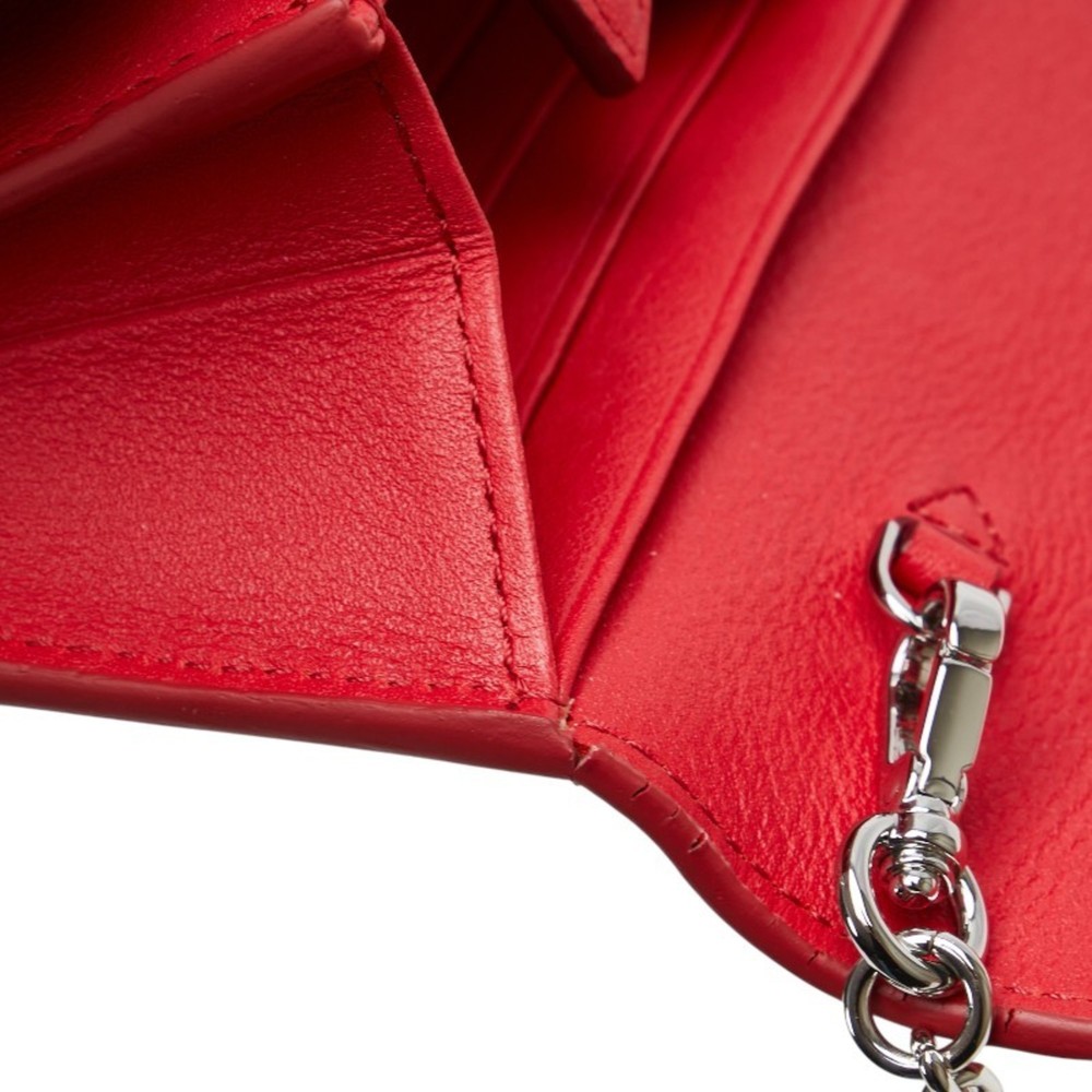 MCM Visetos Chain Wallet, Red Leather, Women's - Picture 7 of 10
